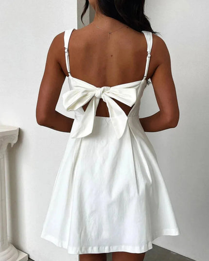 Devine Bow Back Square Neck Mini Dress