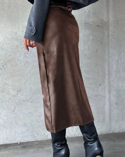 Chic Slit Midi Skirt with Functional Pockets