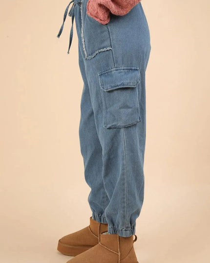 VERY J Washed Drawstring Jogger Cargo Jeans - ShopEasier