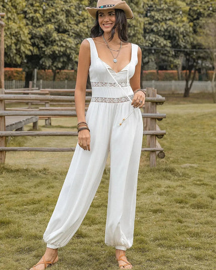 Backless Wide Strap Wide Leg Jumpsuit - ShopEasier