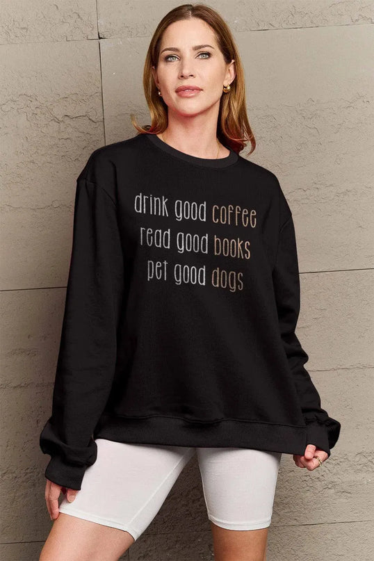 Simply Love Full Size Letter Graphic Round Neck Sweatshirt - ShopEasier