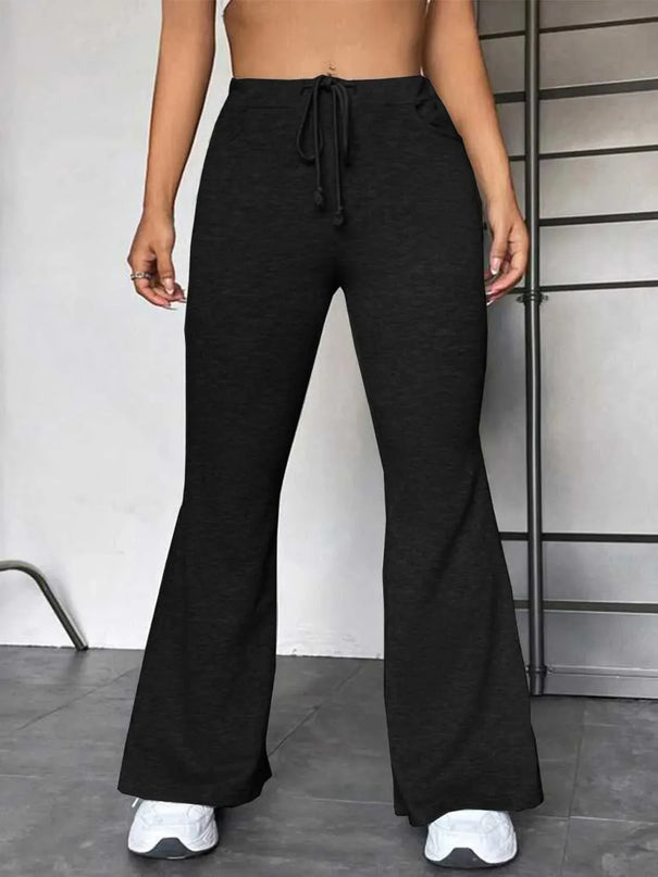 Comfortable Opaque Drawstring Pants with Functional Pockets