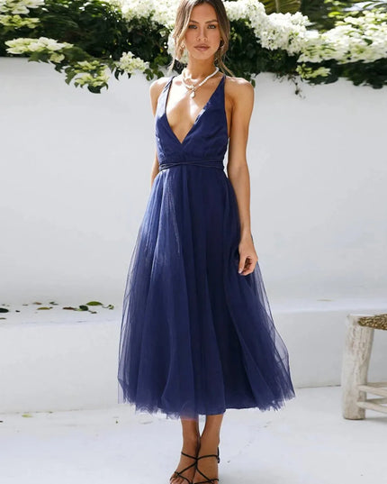 Backless Crisscross Sleeveless Midi Dress