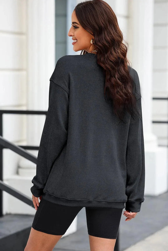 Sparkling Sequin Round Neck Sweatshirt with Dropped Shoulders