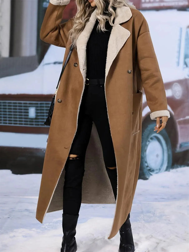 Oversized Sherpa Longline Coat with Drop Shoulders