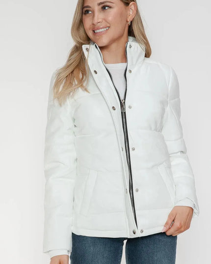 YMI Pocketed Zip Up Turtleneck Puffer Jacket - ShopEasier