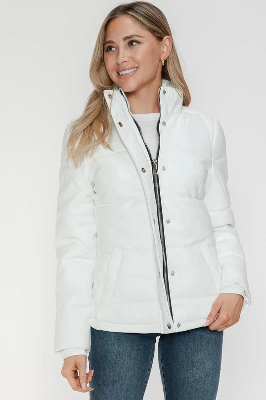 YMI Pocketed Zip Up Turtleneck Puffer Jacket - ShopEasier