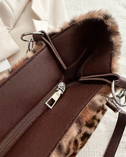 Faux Fur Leopard Shoulder Bag