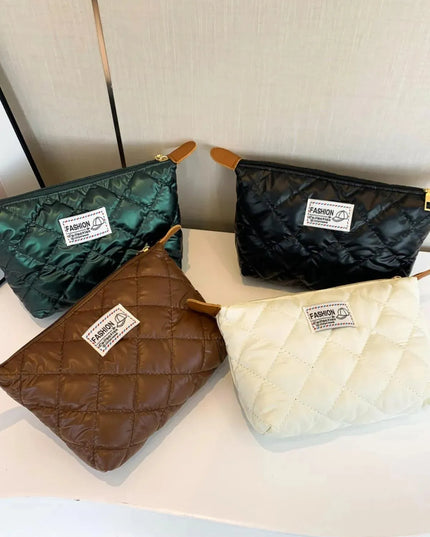 Solid Quilted Clutch with Zipper