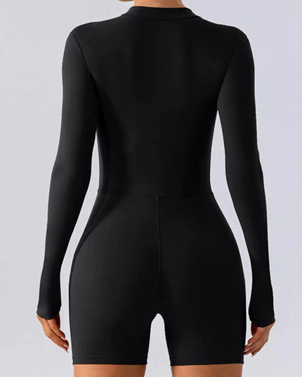 Half Zip Long Sleeve Active Romper - ShopEasier