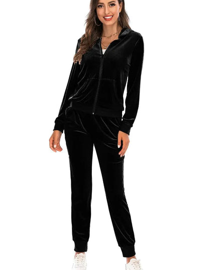 Hooded Zip-Up Jacket and Trousers Ensemble