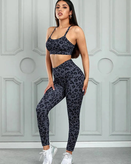 Leopard Cutout Sports Bra and Leggings Set - ShopEasier