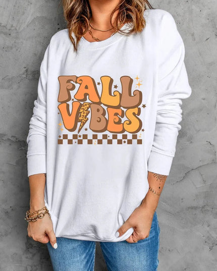 Graphic Lettered Long Sleeve Crew Neck Sweatshirt