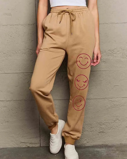 Casual Emoji Print Full-Length Sweatpants