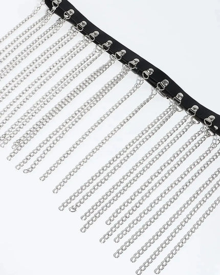 Fringed Chain PU Leather Belt - ShopEasier