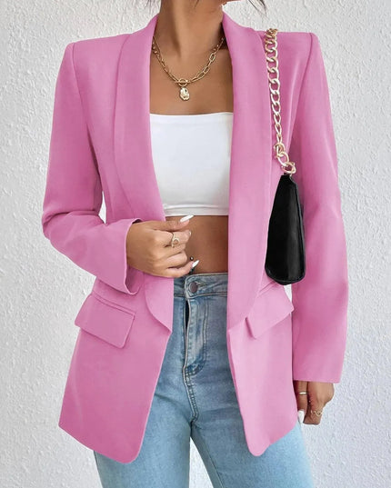 Shawl Collar Long Sleeve Blazer - ShopEasier