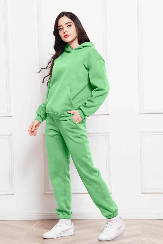 Casual Drop Shoulder Hoodie and Jogger Set