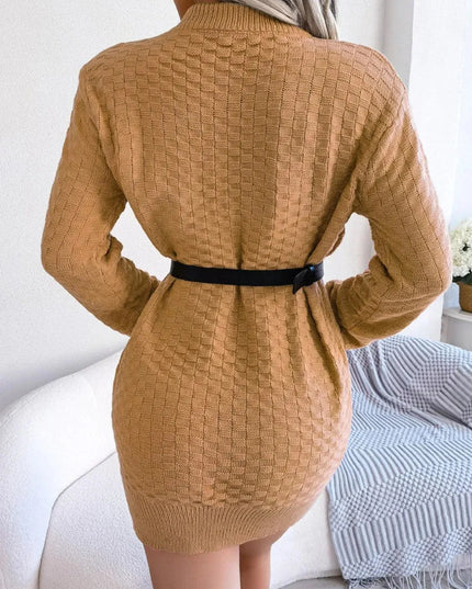 Round Neck Long Sleeve Mini Sweater Dress