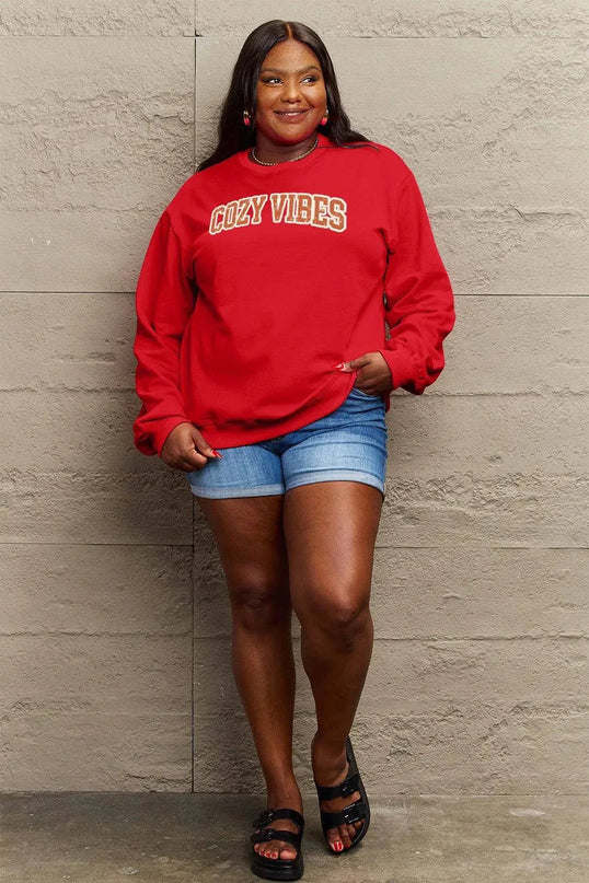 Cozy Vibes Graphic Sweatshirt - Simply Love Collection