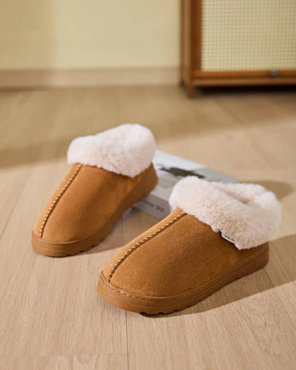 Cozy Faux Fur Platform Slippers with Round Toe