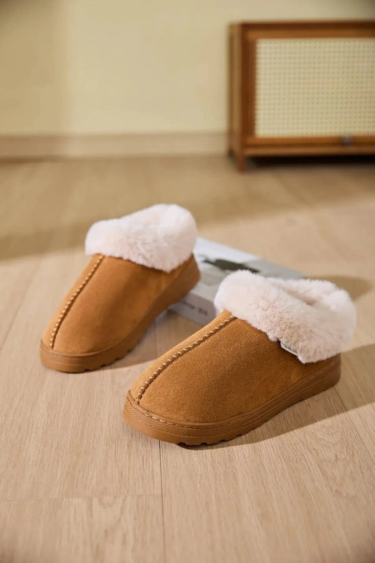 Cozy Faux Fur Platform Slippers with Round Toe