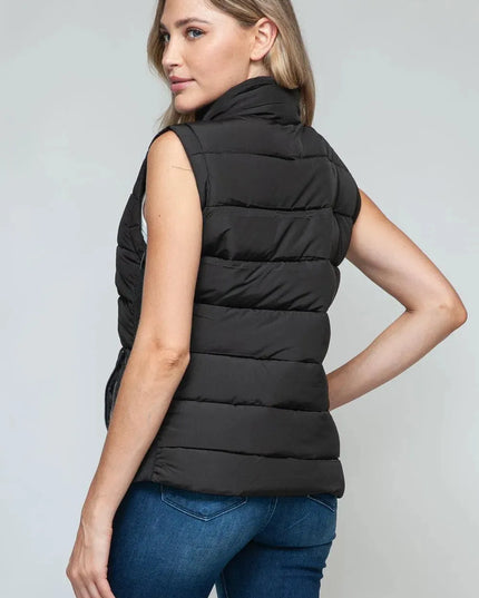 Chic Pocketed Zip-Up Turtleneck Vest for Effortless Style