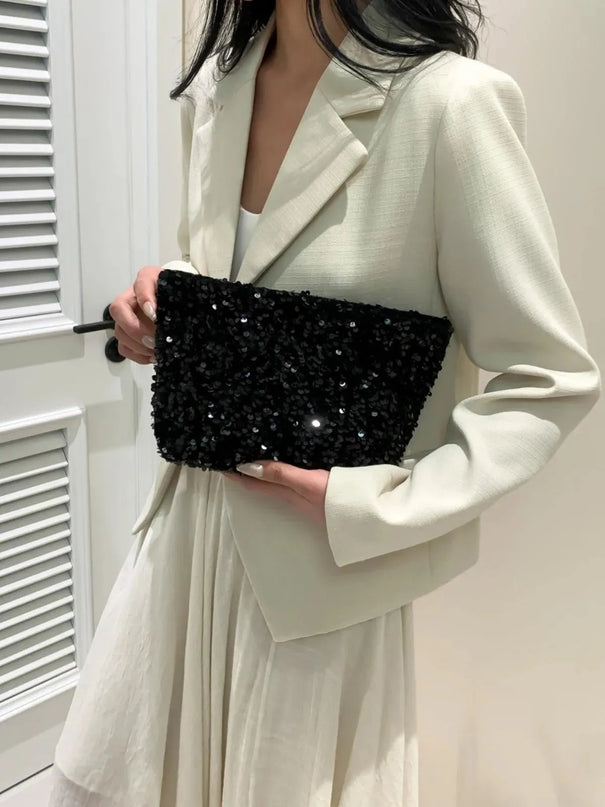 Sparkling Sequin Zippered Clutch Bag