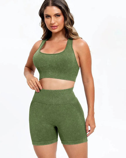 Scoop Neck Wide Strap Top and Shorts Active Set - ShopEasier