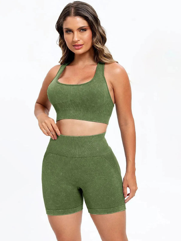 Scoop Neck Wide Strap Top and Shorts Active Set - ShopEasier