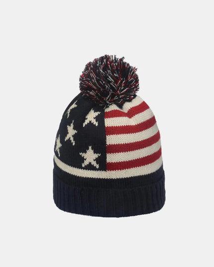 Roll Rim US Flag Knit Hat - ShopEasier