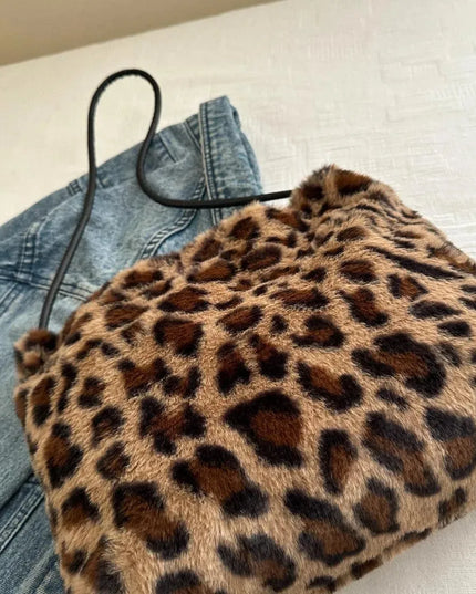 Wild Print Plush Shoulder Bag