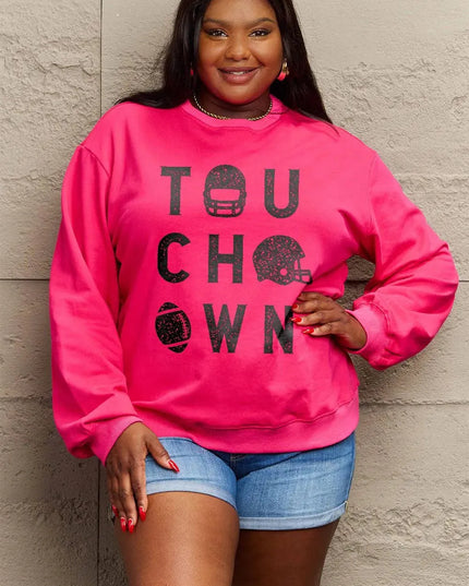 Simply Love Full Size TOUCHDOWN Long Sleeve Sweatshirt - ShopEasier