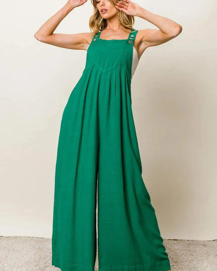 BiBi Texture Sleeveless Wide Leg Jumpsuit - ShopEasier