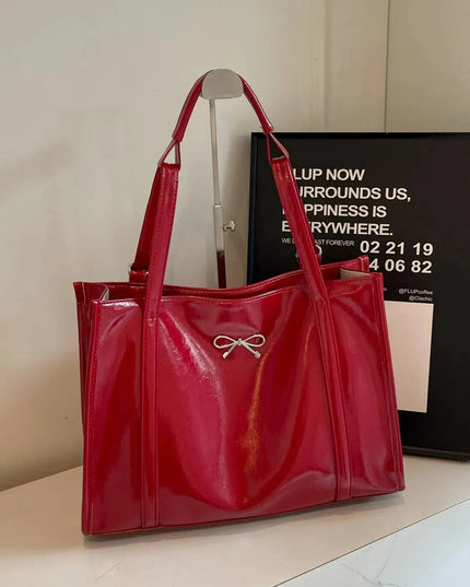 Fashionable Large PU Leather Bow Bag