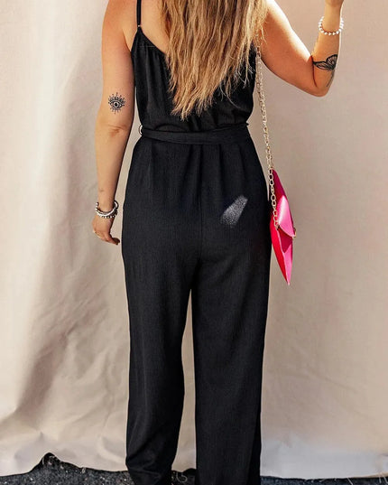 Tied V-Neck Spaghetti Strap Jumpsuit - ShopEasier