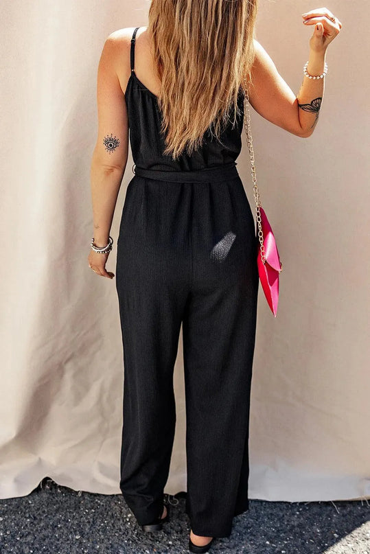 Tied V-Neck Spaghetti Strap Jumpsuit - ShopEasier