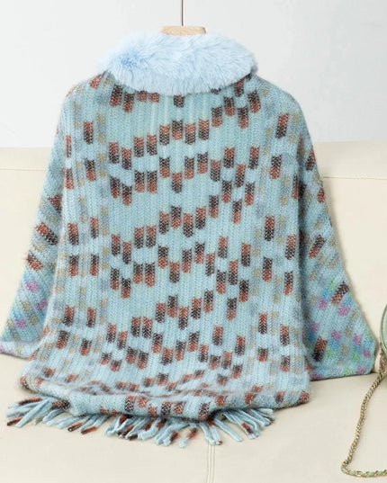 Fringed Fuzzy Open Front Cape