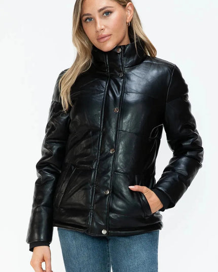 YMI Pocketed Zip Up Turtleneck Puffer Jacket - ShopEasier