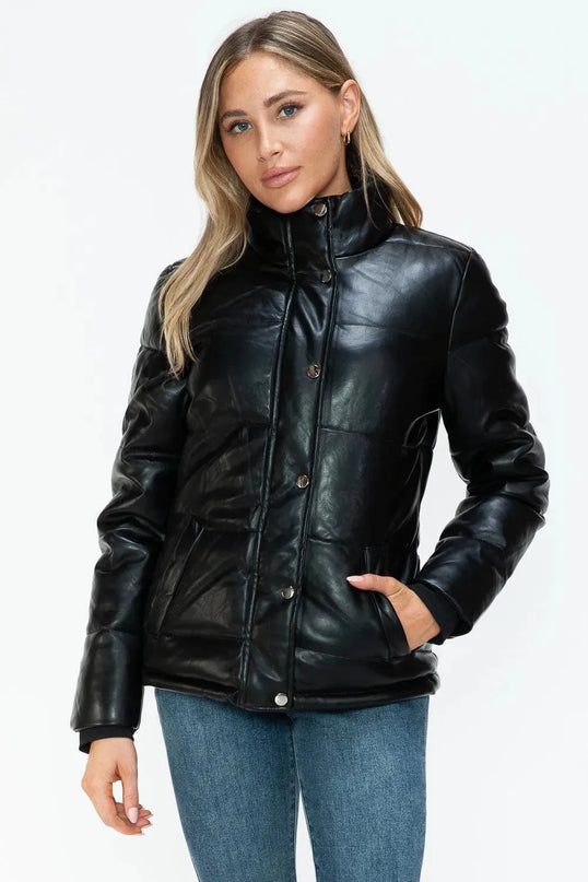 YMI Pocketed Zip Up Turtleneck Puffer Jacket - ShopEasier