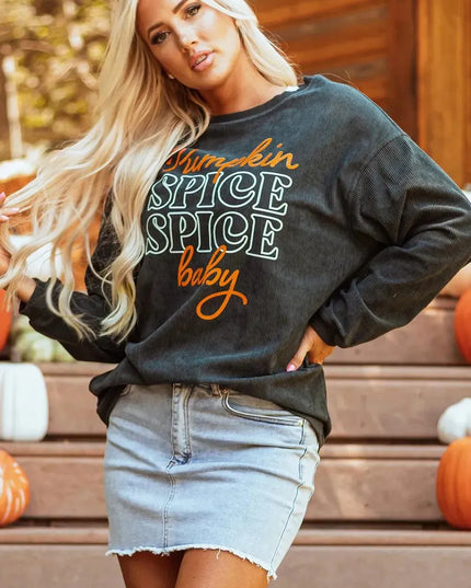 Graphic Letter Print Long Sleeve Pullover Sweatshirt