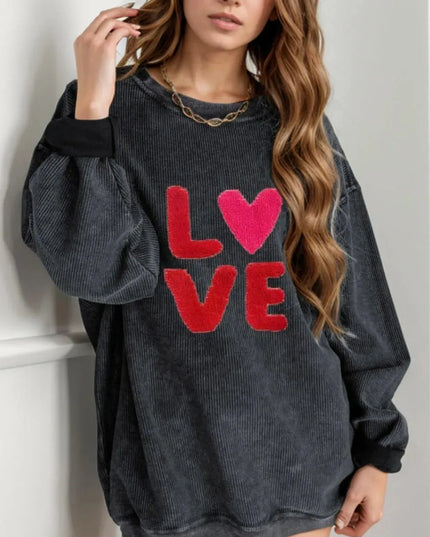 Love Heart Graphic Long Sleeve Sweatshirt for Valentine's Day