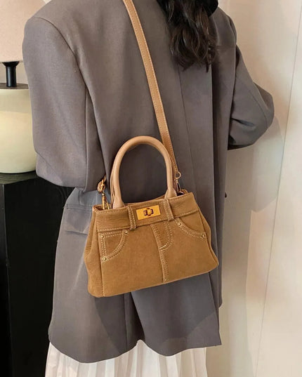 Suede Adjustable Strap Double-Use Handbag