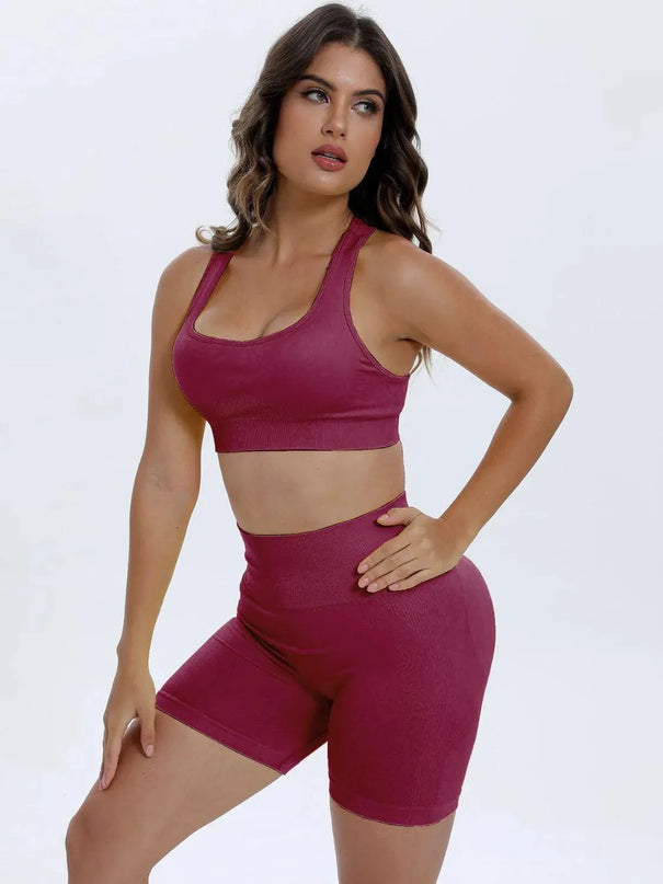 Scoop Neck Wide Strap Top and Shorts Active Set - ShopEasier