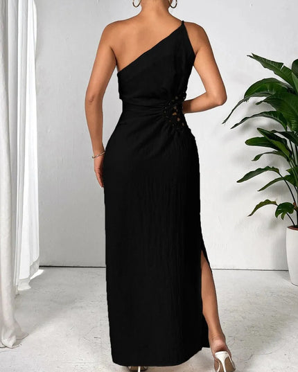 Honey Slit One Shoulder Sleeveless Maxi Dress - ShopEasier