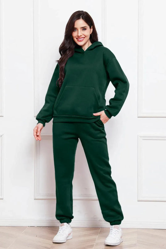 Casual Drop Shoulder Hoodie and Jogger Set