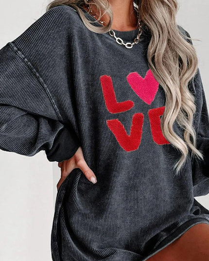 Love Heart Graphic Long Sleeve Sweatshirt for Valentine's Day