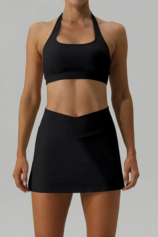 Halter Neck Tank and Slit Skirt Active Set - ShopEasier