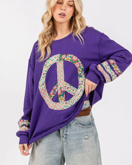 SAGE+FIG Peaceful Vibes Applique Long Sleeve Tee