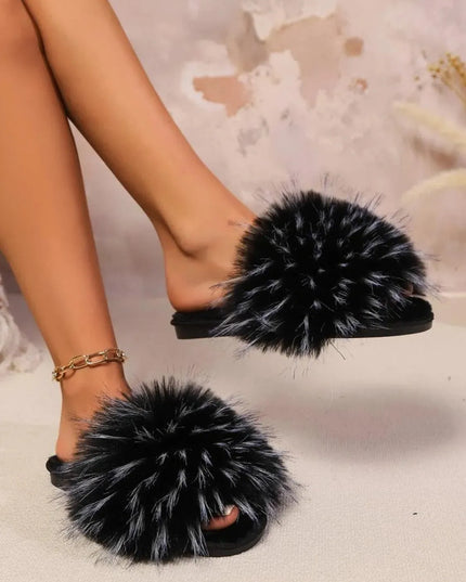 Cozy Open Toe Flat Slippers