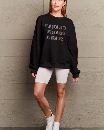 Simply Love Full Size Letter Graphic Round Neck Sweatshirt - ShopEasier